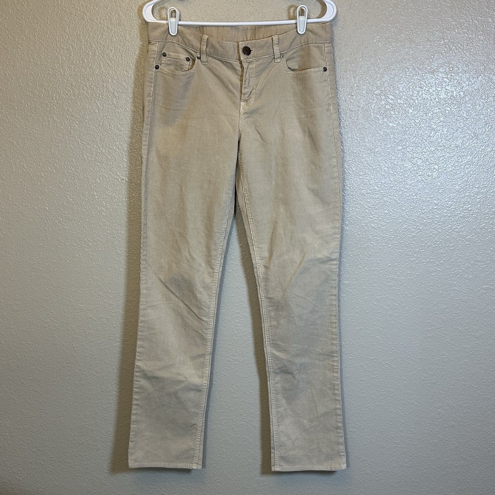 J Crew City Fit Off White Corduroy Straight Leg Pants Stretch Workwear Size 28 R